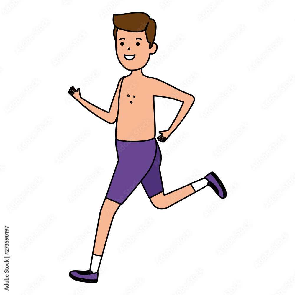 happy athletic boy shirtless running sport happy athletic boy shirtless running sport