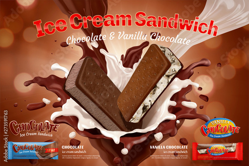 Vanilla chocolate ice cream ads