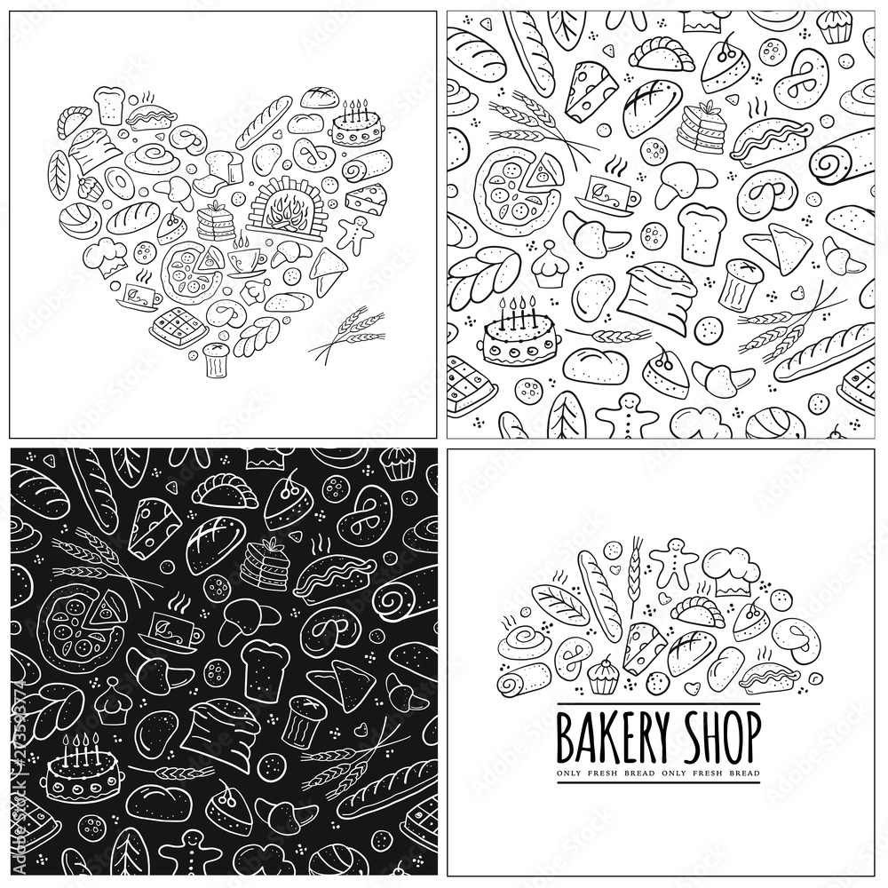 Bakery set, logo and pattern for your design