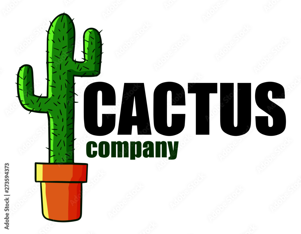 Naklejka premium Cute and funny logo for cactus store or company