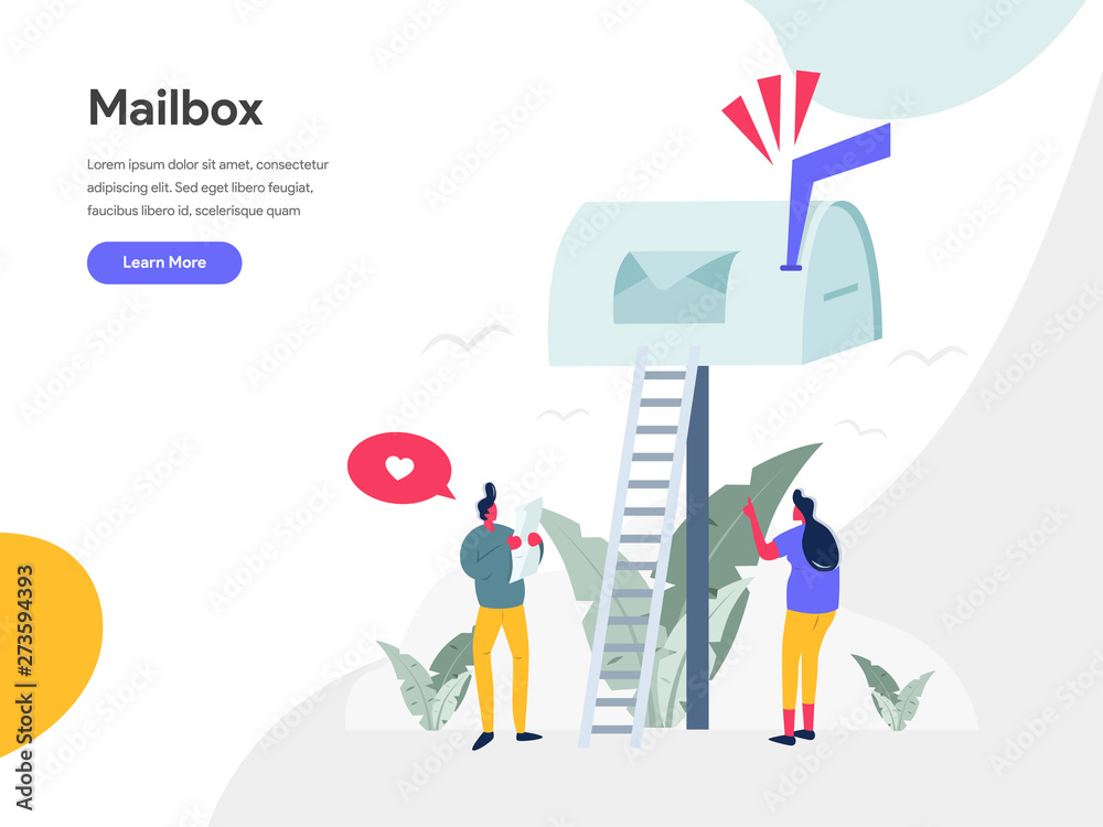 Mailbox Illustration Concept. Modern flat design concept of web page design for website and mobile website.Vector illustration EPS 10