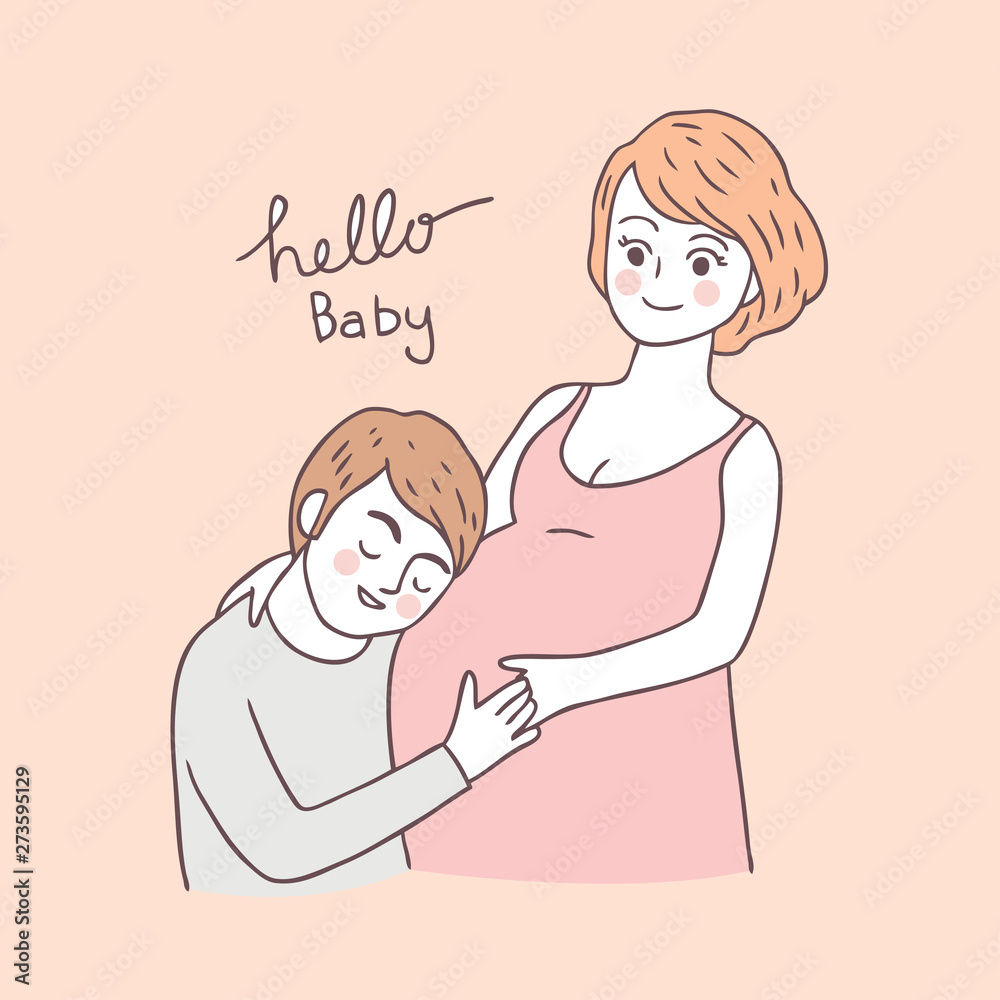 Cartoon cute Pregnant woman and husband vector. Cartoon cute Pregnant woman and husband vector.
