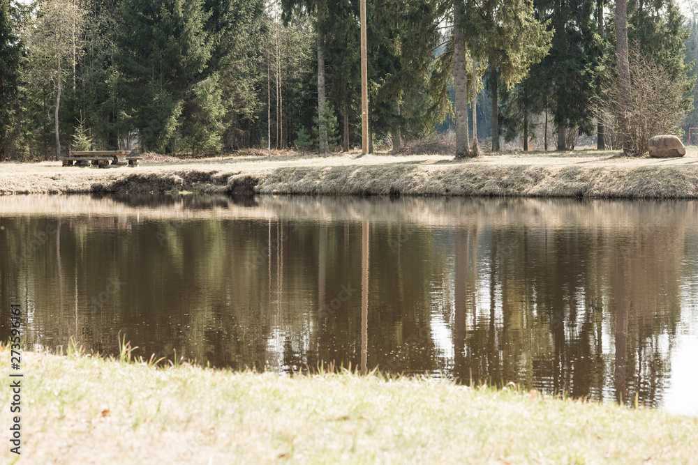 The woods and lakes in Latvia, the autumn nature