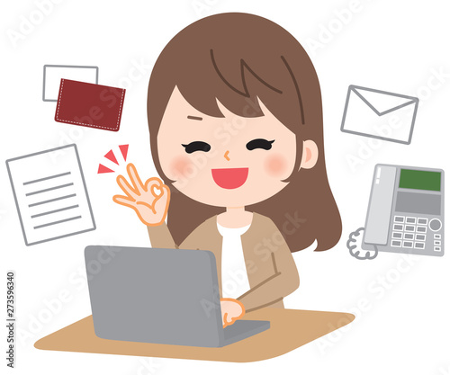 Young woman using computer at work