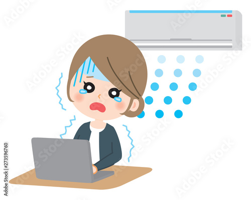 Air conditioning hit woman illustration