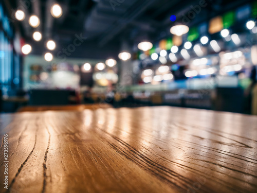 Table top wooden counter Blur Bar cafe restaurant background