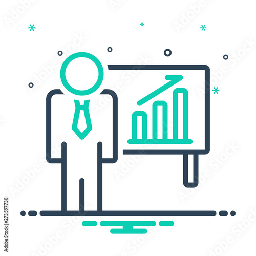 mix icon for businessman in ascending business bar graphic