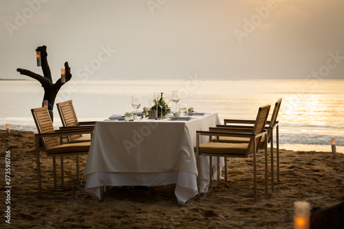 dinner table on the beach at Thailand