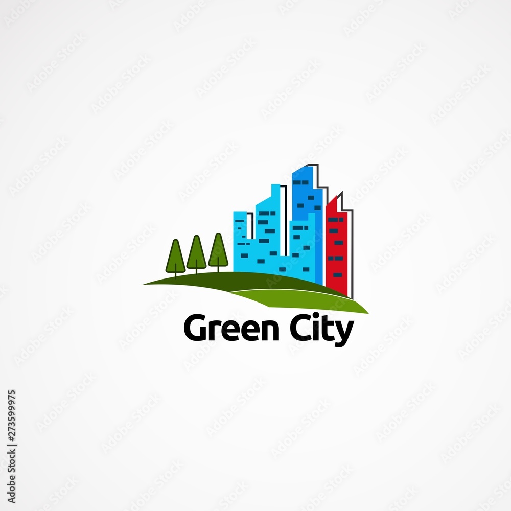 green skyline logo designs concept, icon, element, and template for company