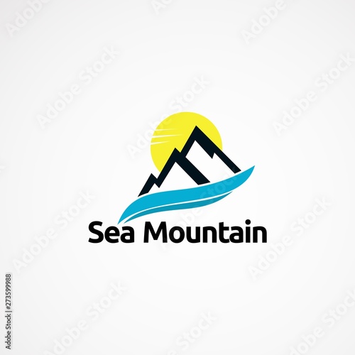 sea mountain logo concept designs, icon, element, and template for company