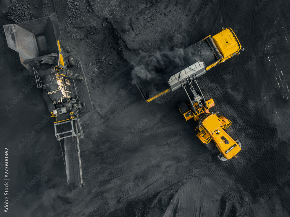 Open pit mine, extractive industry for coal, top view aerial drone Open pit mine, extractive industry for coal, top view aerial drone
