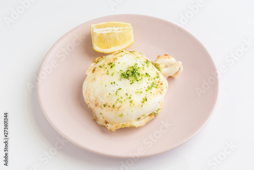Cuttlefish grilled with lemon isolated