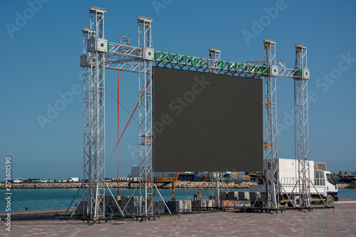 Large blank open-air outdoor LED screen for public event such as presentation, concert, cinema, conference, movie,festival, show