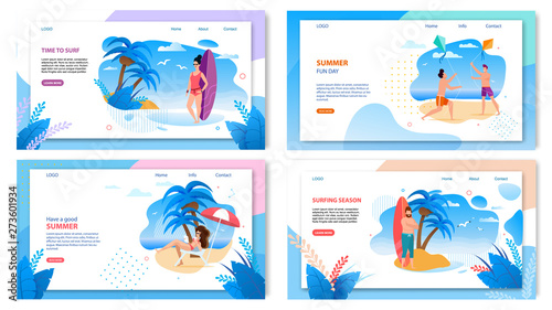 Active Summer Tropic Vacation Landing Page Set