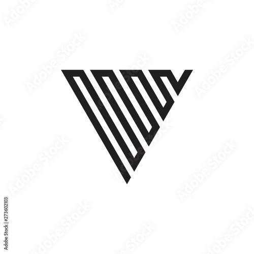 letter v stripes geometric line logo vector
