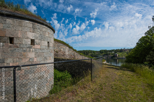 Old fortress Oscar Fredriksborg from 1900:s outside Stockholm in Vaxholm photo