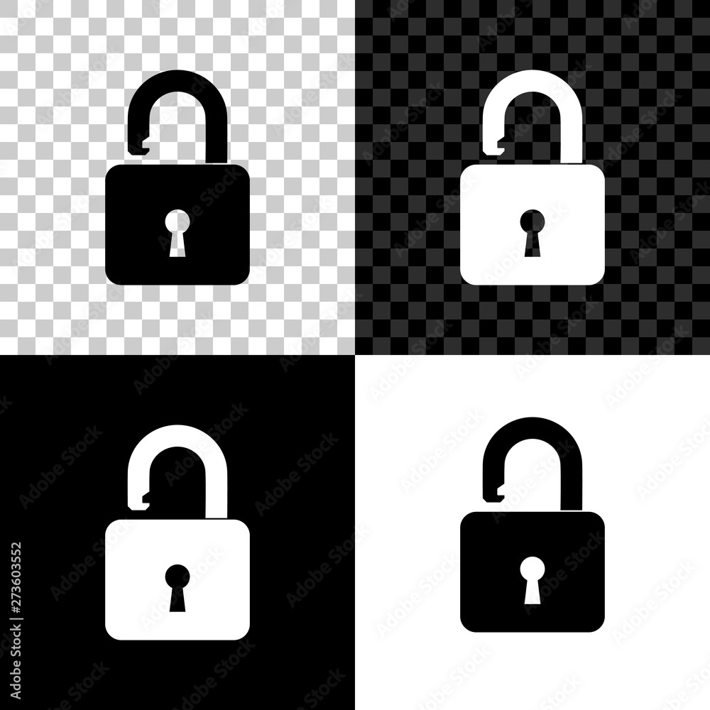Open padlock icon isolated on black, white and transparent background. Opened lock sign. Cyber security concept. Digital data protection. Safety safety. Vector Illustration Open padlock icon isolated on black, white and transparent background. Opened lock sign. Cyber security concept. Digital data protection. Safety safety. Vector Illustration