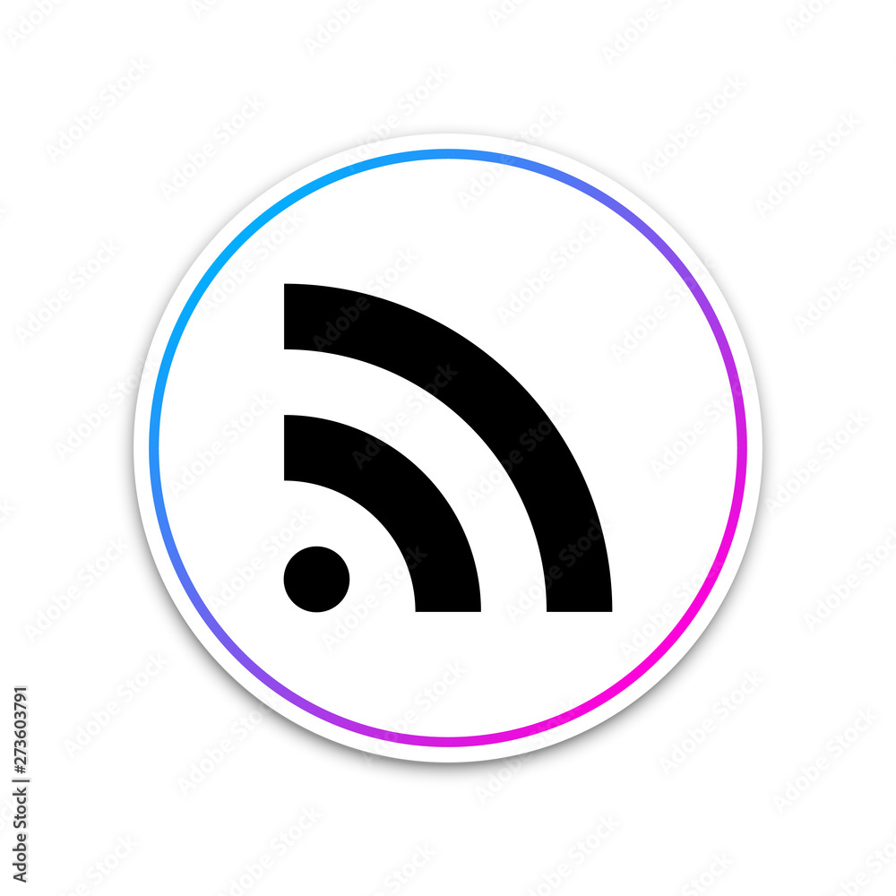 RSS icon isolated on white background. Radio signal. RSS feed symbol. Circle white button. Vector Illustration RSS icon isolated on white background. Radio signal. RSS feed symbol. Circle white button. Vector Illustration