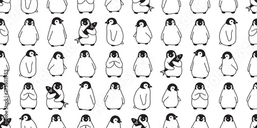 Fototapeta penguin Seamless pattern vector bird cartoon polar bear scarf isolated tile back