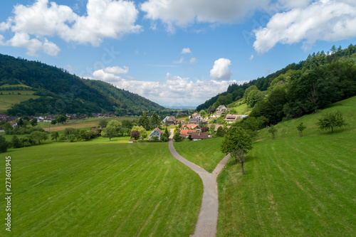 Aerial photo of the small climatic health resort Muenstertal in the southern Black Forest photo