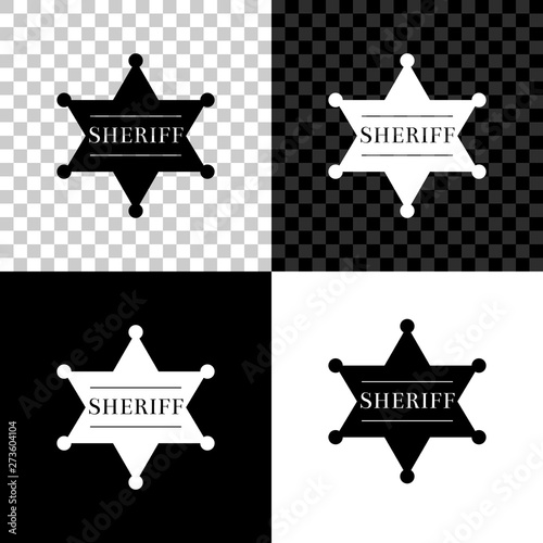 Hexagonal sheriff star icon isolated on black, white and transparent background. Sheriff badge symbol. Vector Illustration