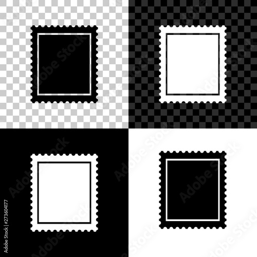 Postal stamp icon isolated on black, white and transparent background. Vector Illustration