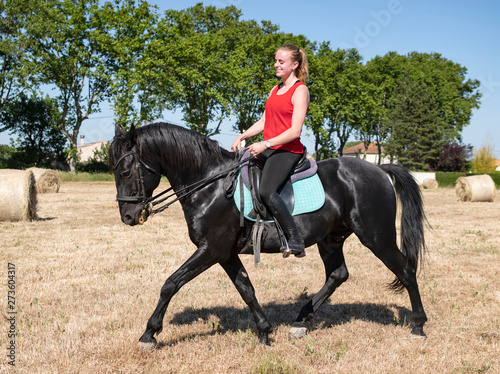 riding girl and horse