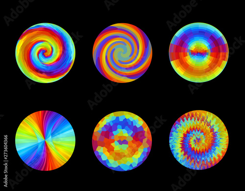 Set of rainbow circles abstract design elements business icons, logo, labels, emblem