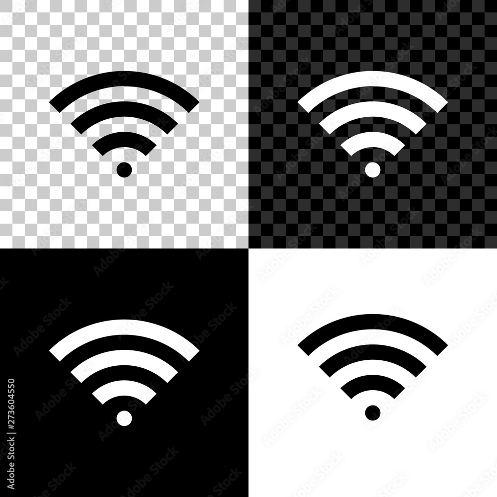 Wi-Fi wireless internet network symbol icon isolated on black, white and transparent background. Vector Illustration Wi-Fi wireless internet network symbol icon isolated on black, white and transparent background. Vector Illustration