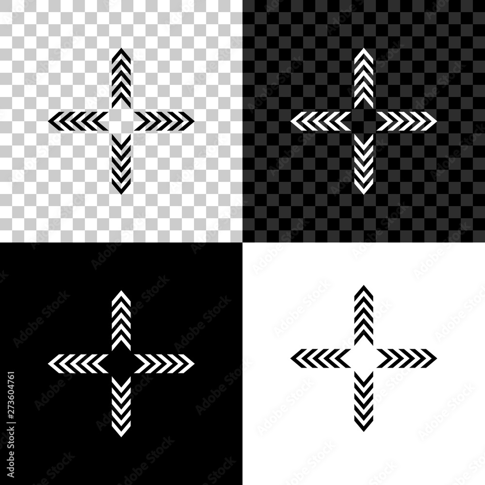 Obraz premium Arrows in four directions icon isolated on black, white and transparent background. Vector Illustration