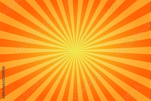 Sunburst retro sun rays yellow background. Abstract summer sunny. Vintage radial texture.