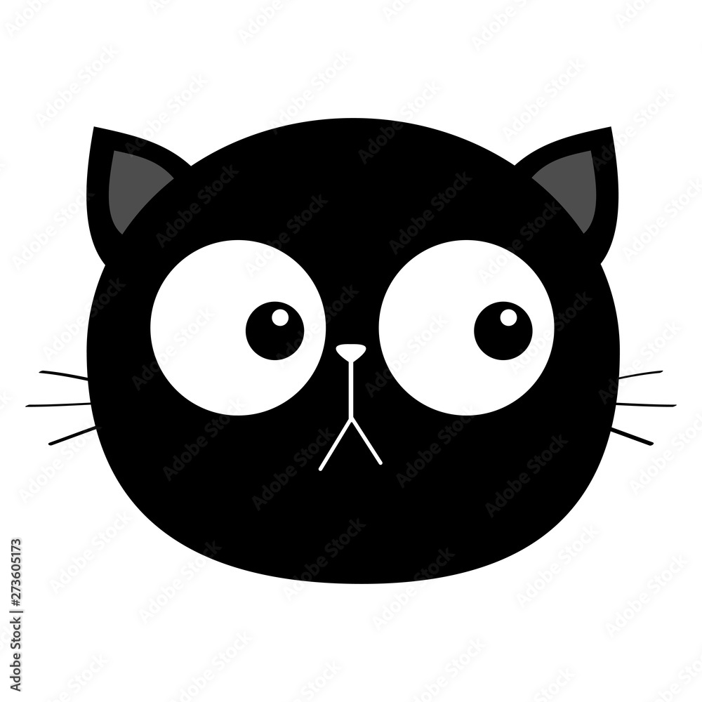 Black Cat Head Round Face Icon Cute Cartoon Character Kitty Whisker Baby  Pet Collection Funny Kitten White Background Isolated Flat Design Stock  Illustration - Download Image Now - iStock