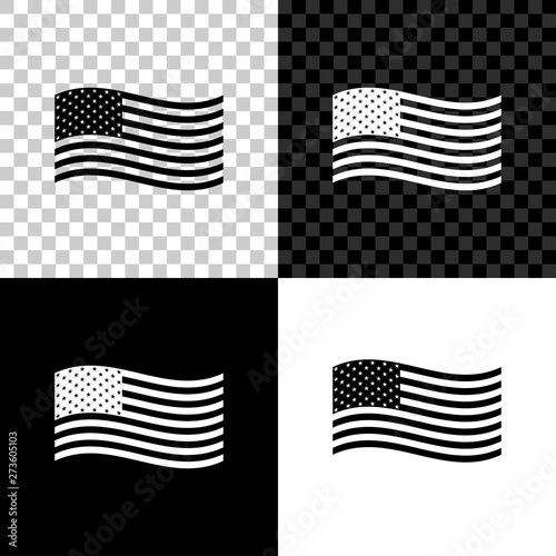 American flag icon isolated on black, white and transparent background. Flag of USA. Vector Illustration