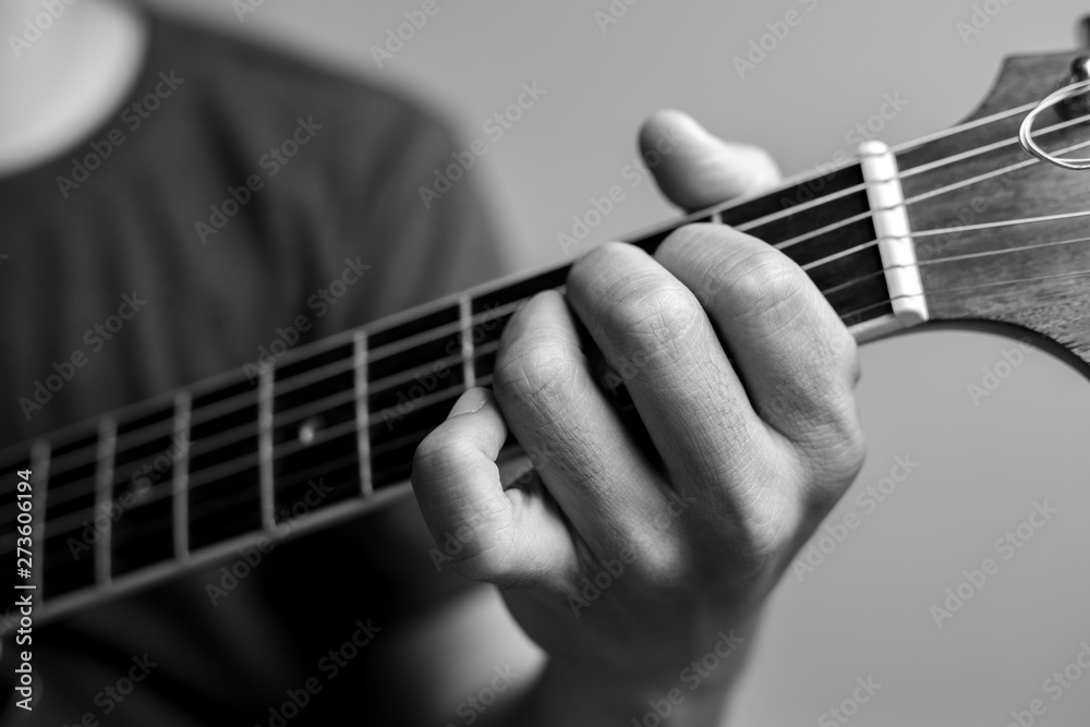 Fototapeta premium Musicians are catching guitar chords.