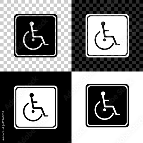 Disabled handicap icon isolated on black, white and transparent background. Wheelchair handicap sign. Vector Illustration