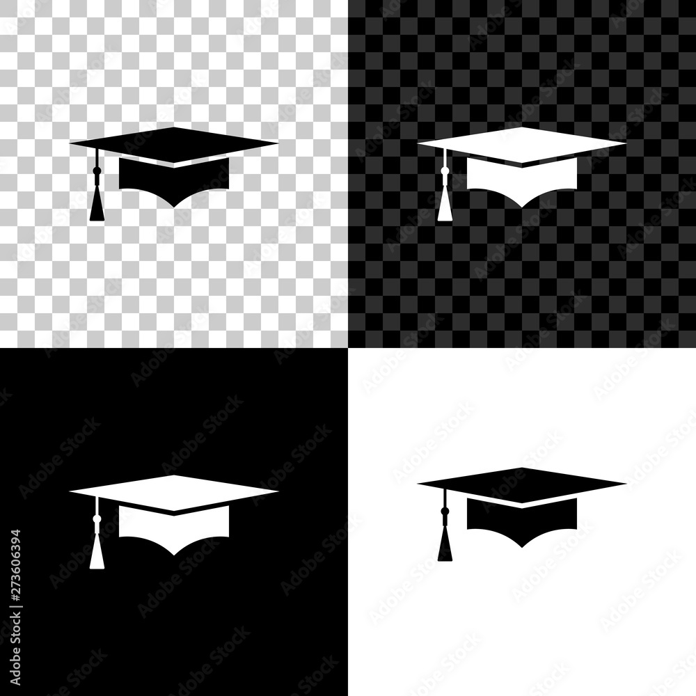 Graduation Cap Icon Isolated On Black White And Transparent Background Graduation Hat With Tassel Icon Vector Illustration Stock Vector Adobe Stock