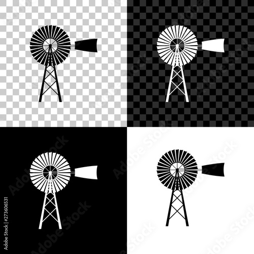 Windmill icon isolated on black, white and transparent background. Vector Illustration