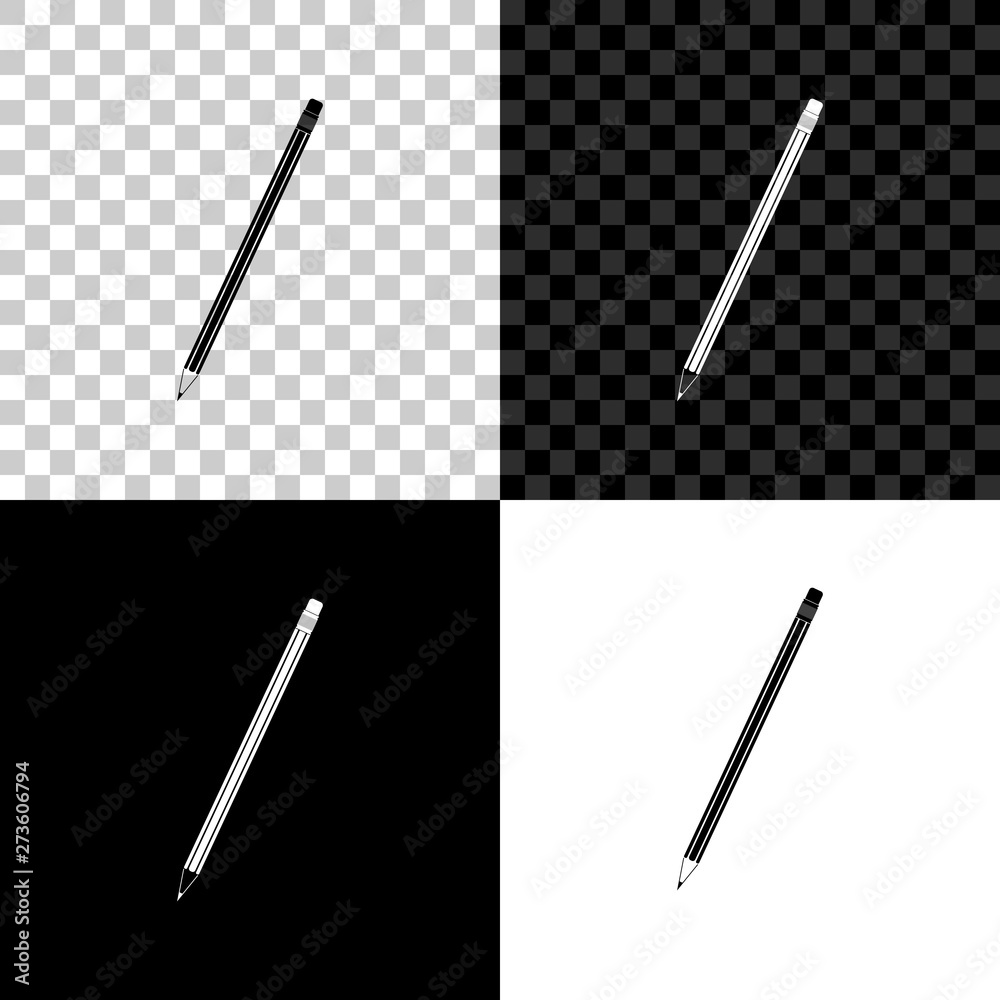 Pencil with eraser icon isolated on black, white and transparent ...