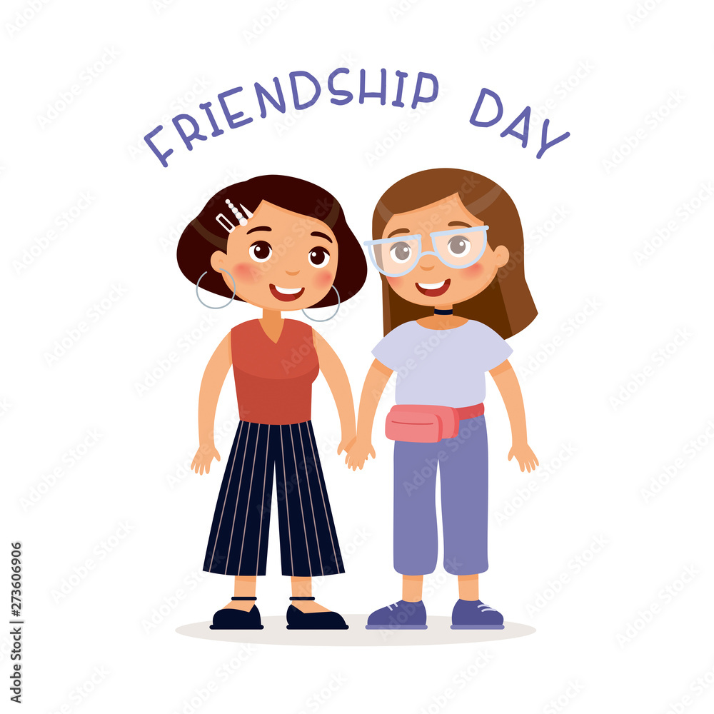 two friends holding hands clipart