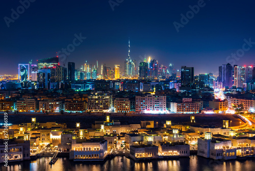 Dubai modern skyline view from the creek 