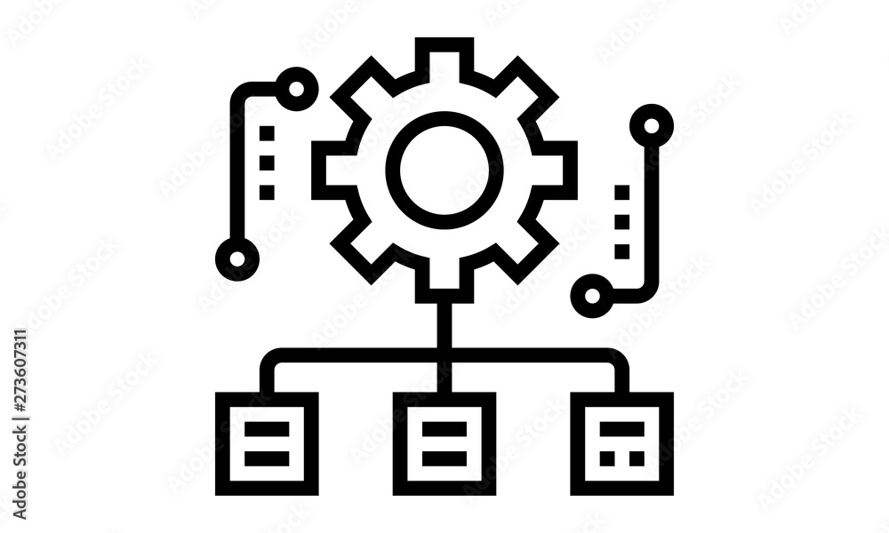 Hierarchical structure gear icon for organizational management Hierarchical structure gear icon for organizational management