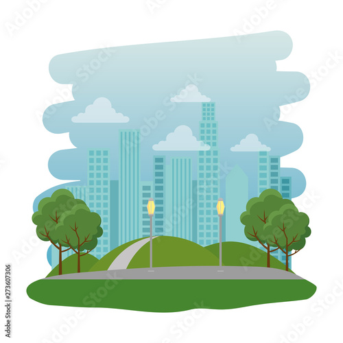 recreational park with road natural scene