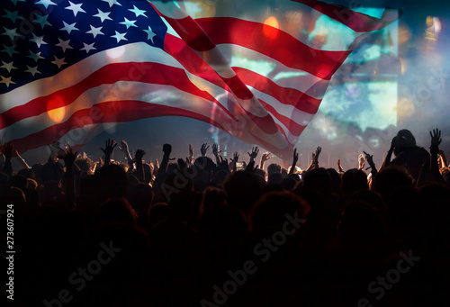 United States flag - crowd celebrating 4th of July Independence Day. © erika8213