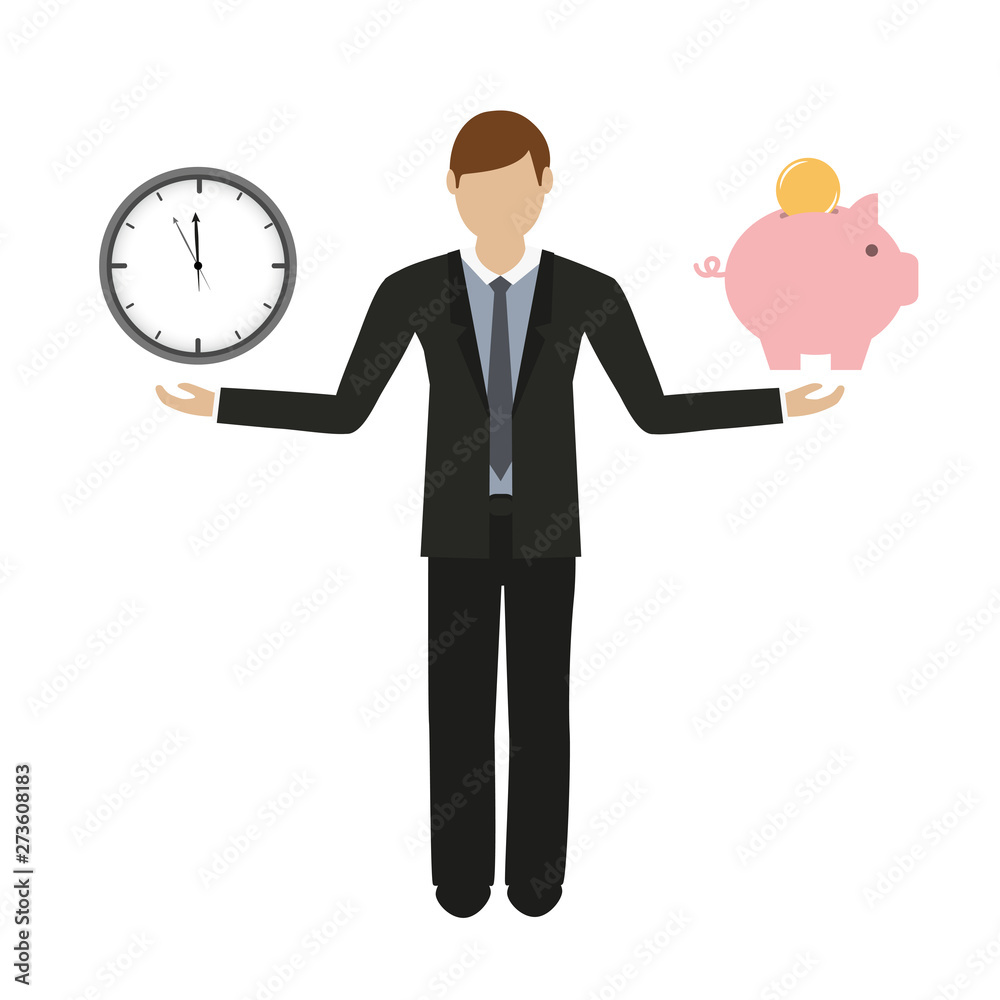 business concept about time and money business man character vector illustration EPS10