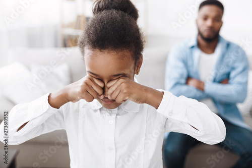 Little Girl Crying After Arguing WIth Daddy