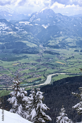 Alpine valley by Salzburg with the Salzbach  river from the top photo