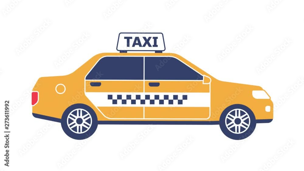 Taxi car cartoon flat icon looped animation with alpha channel Taxi car cartoon flat icon looped animation with alpha channel