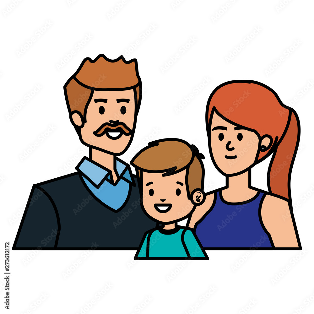 adults parents couple with little son
