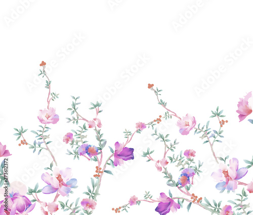 Elegant watercolor flowers and branches