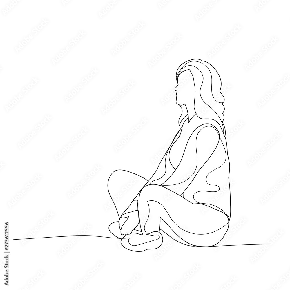 sketch of lines, girl sitting sketch of lines, girl sitting
